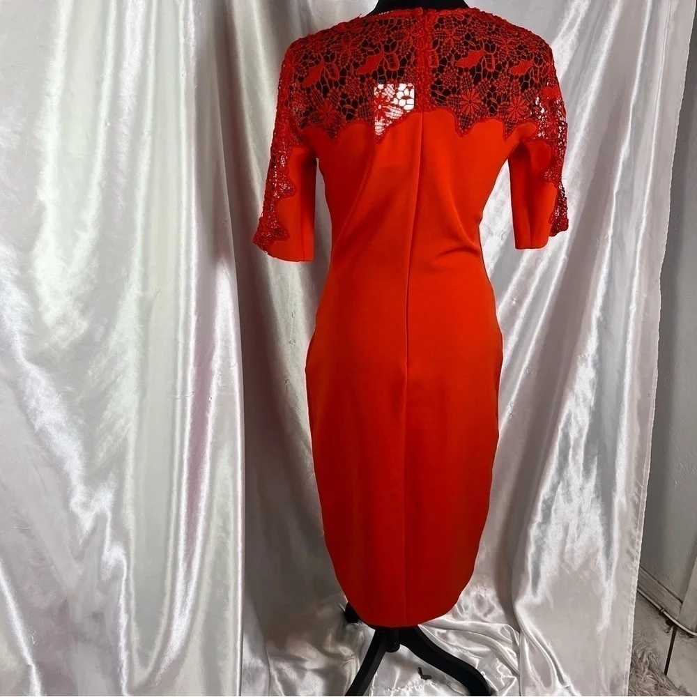Zara Red Floral Lace Semi-Fitted Knee-Length Dress NWT | Romantic Trendy S